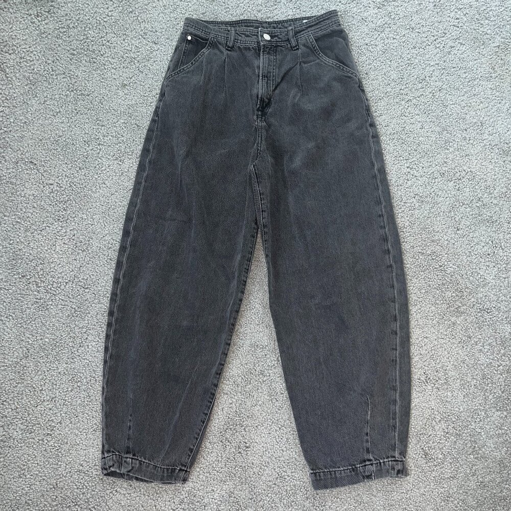 & DENIM for H&M BALLOON FIT BARREL ULTRA HIGH WAIST FADED BLACK JEANS - EUC - 4